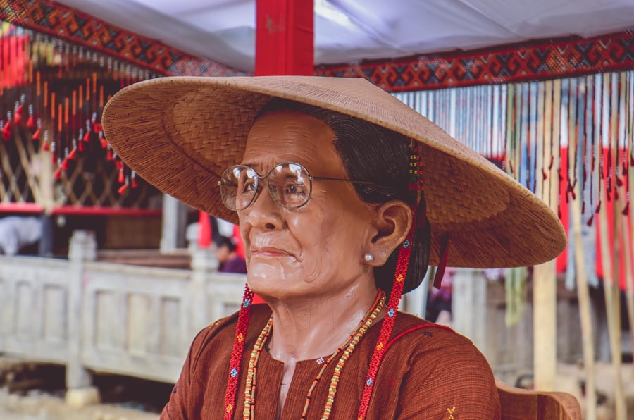 A wooden effigy at a funeral in Torajaland, Sulawesi