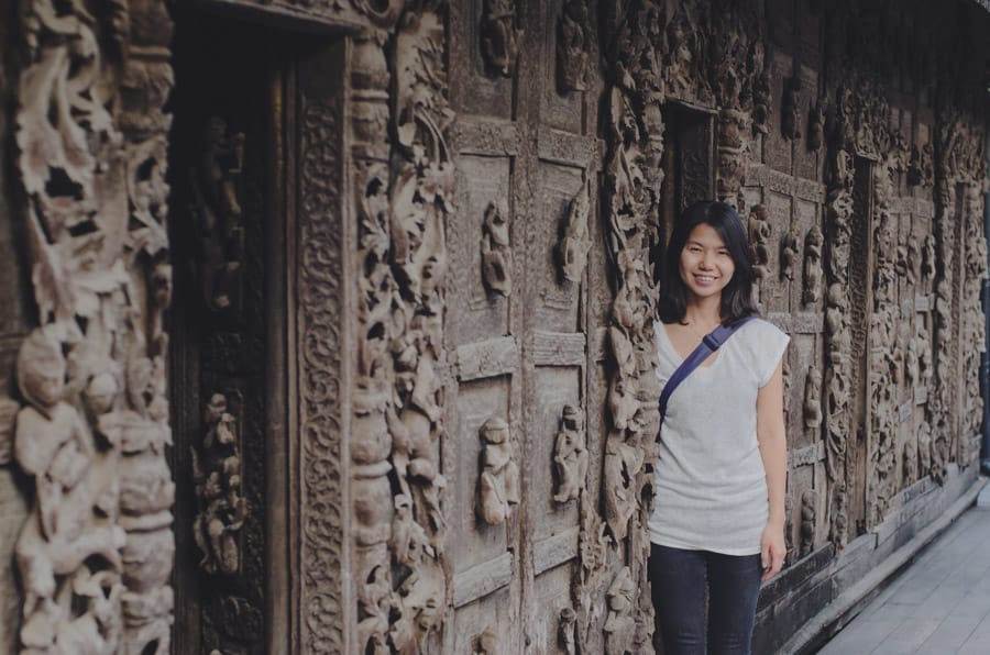 Jin from the Museum of Wander at the Teak temple in Mandalay, Myanmar