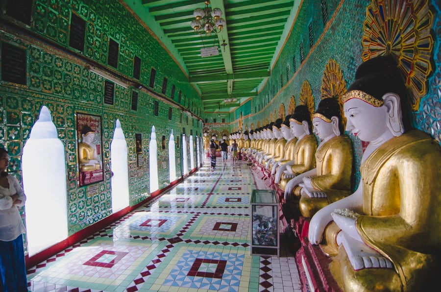 Inside the U Min Thonze in Sagaing near Mandalay in Myanmar