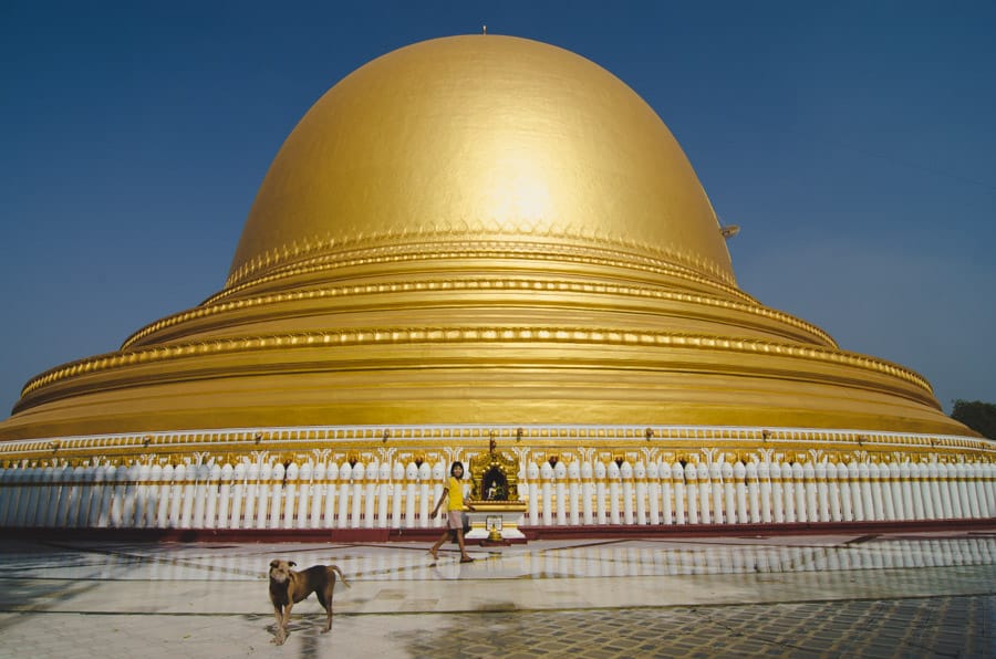 The Kaungmudaw Pagoda in Sagaing is an easy day trip from Mandalay 