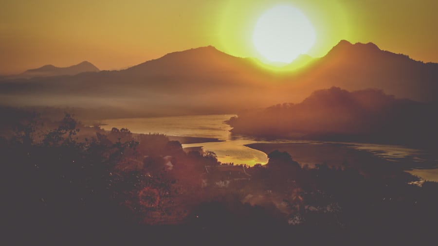 Phousi Hill is the best spot to see the sunset in Luang Prabang, Laos