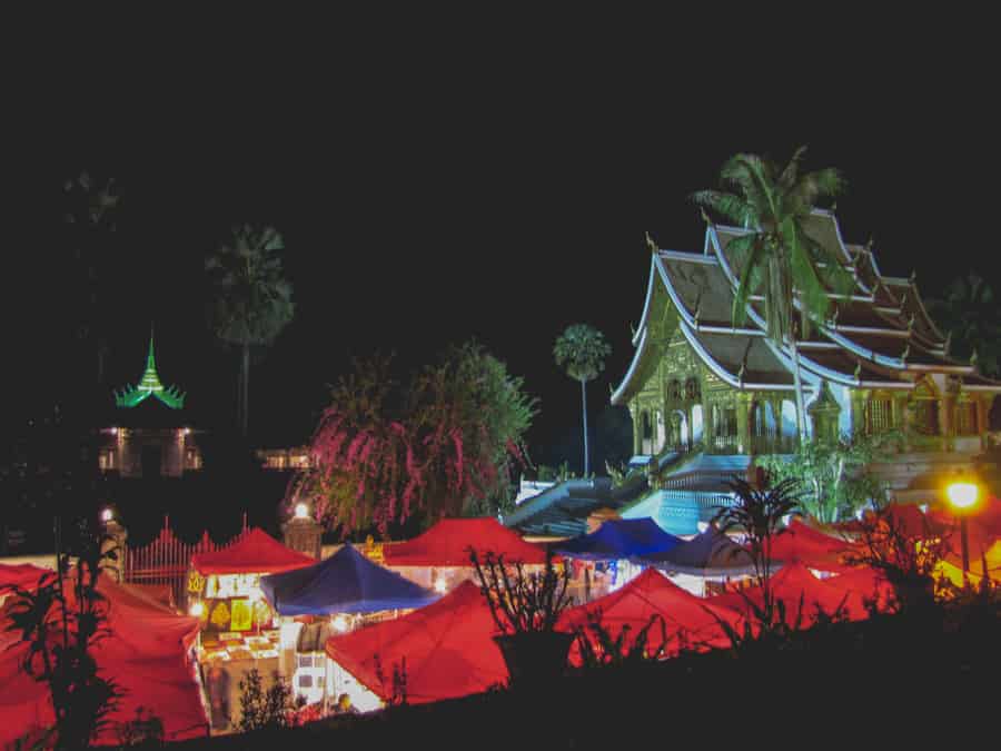 Laos travel photography: Night market in Luang Prabang, Laos