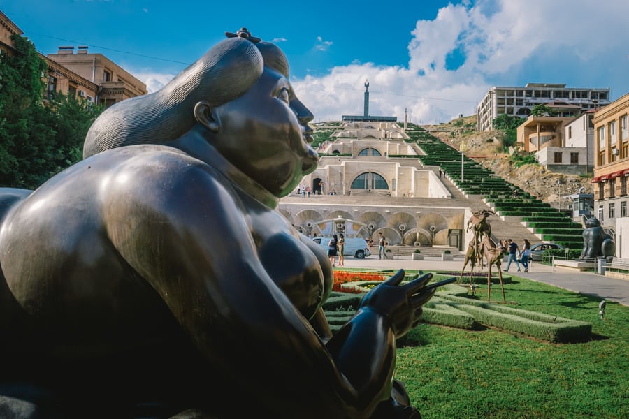 Botero statue at the base of the Cascade in Yerevan, Armenia