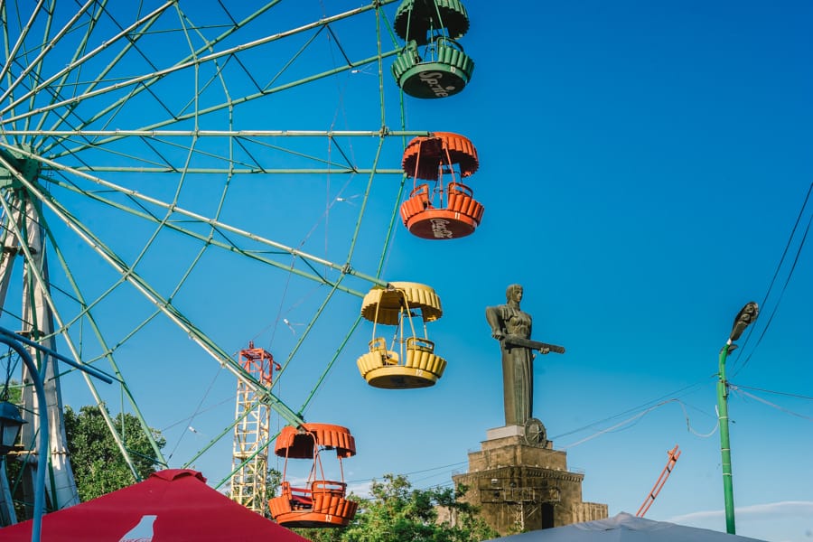 Soviet amusement park and Mother Armenia statue in Yerevan