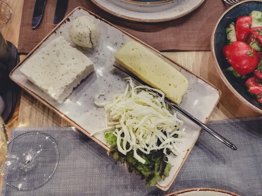 Cheese platter started at Lavash Restaurant, Armenia