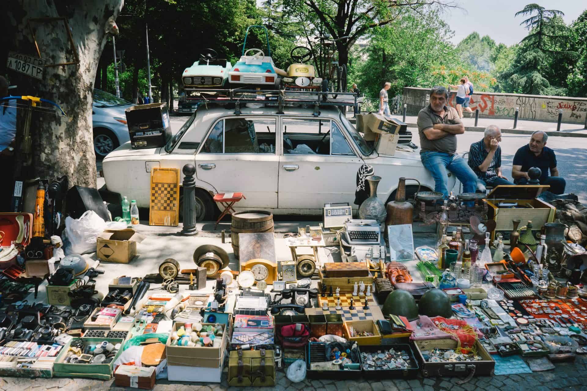 Vendors with their wares at the Dry Bridge Market
