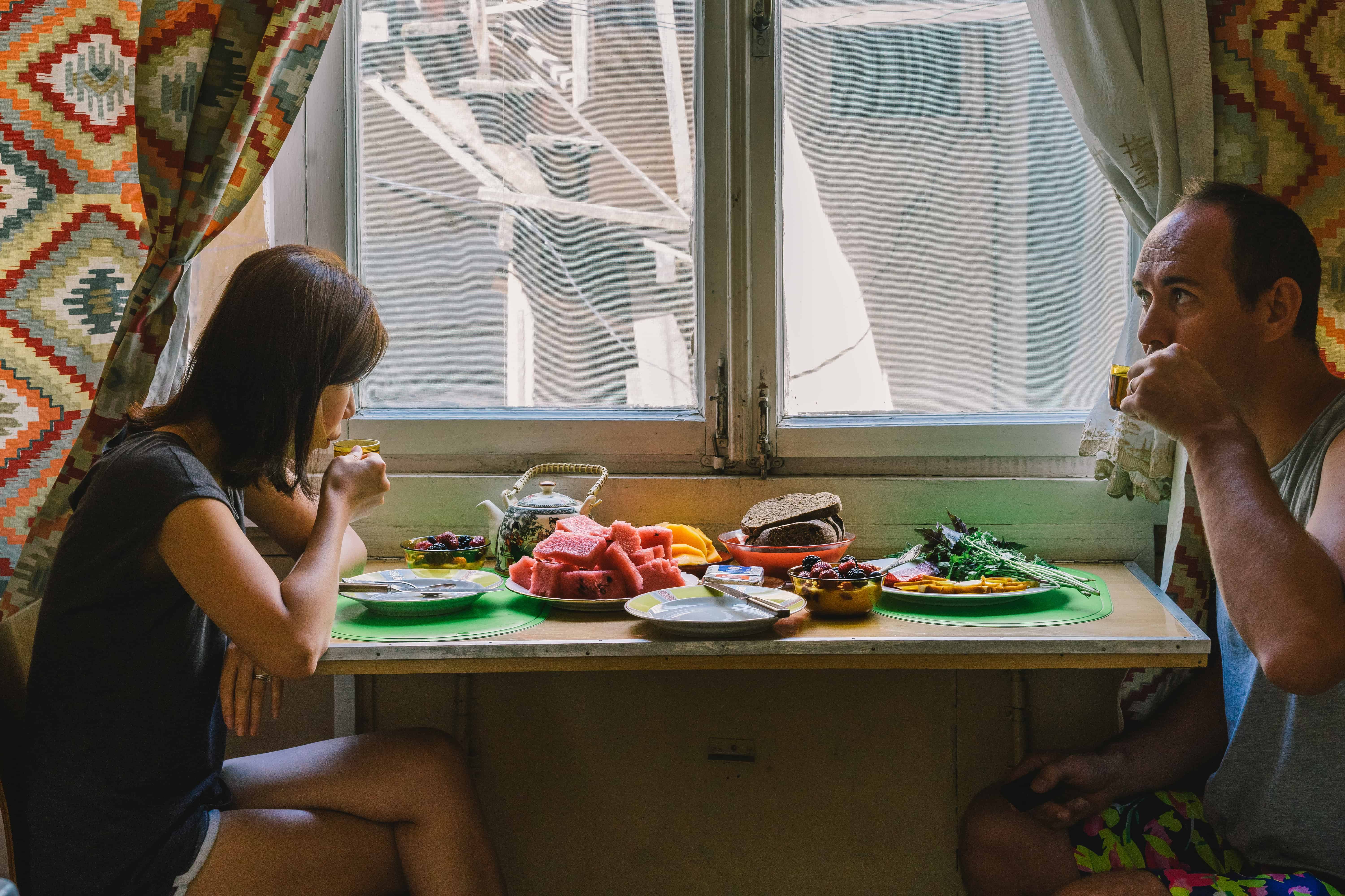 Breakfast at our Airbnb in Tbilisi