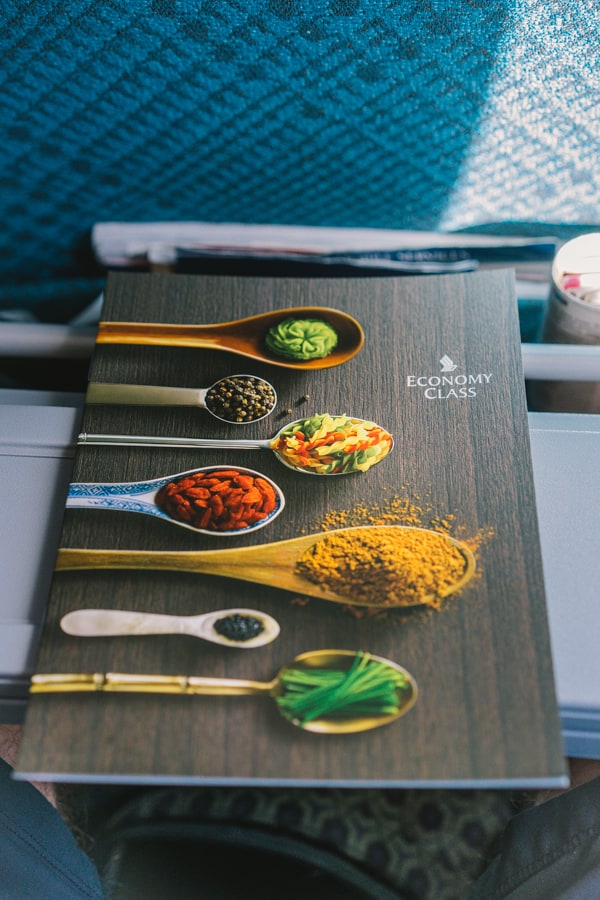 Singapore airlines economy class menu