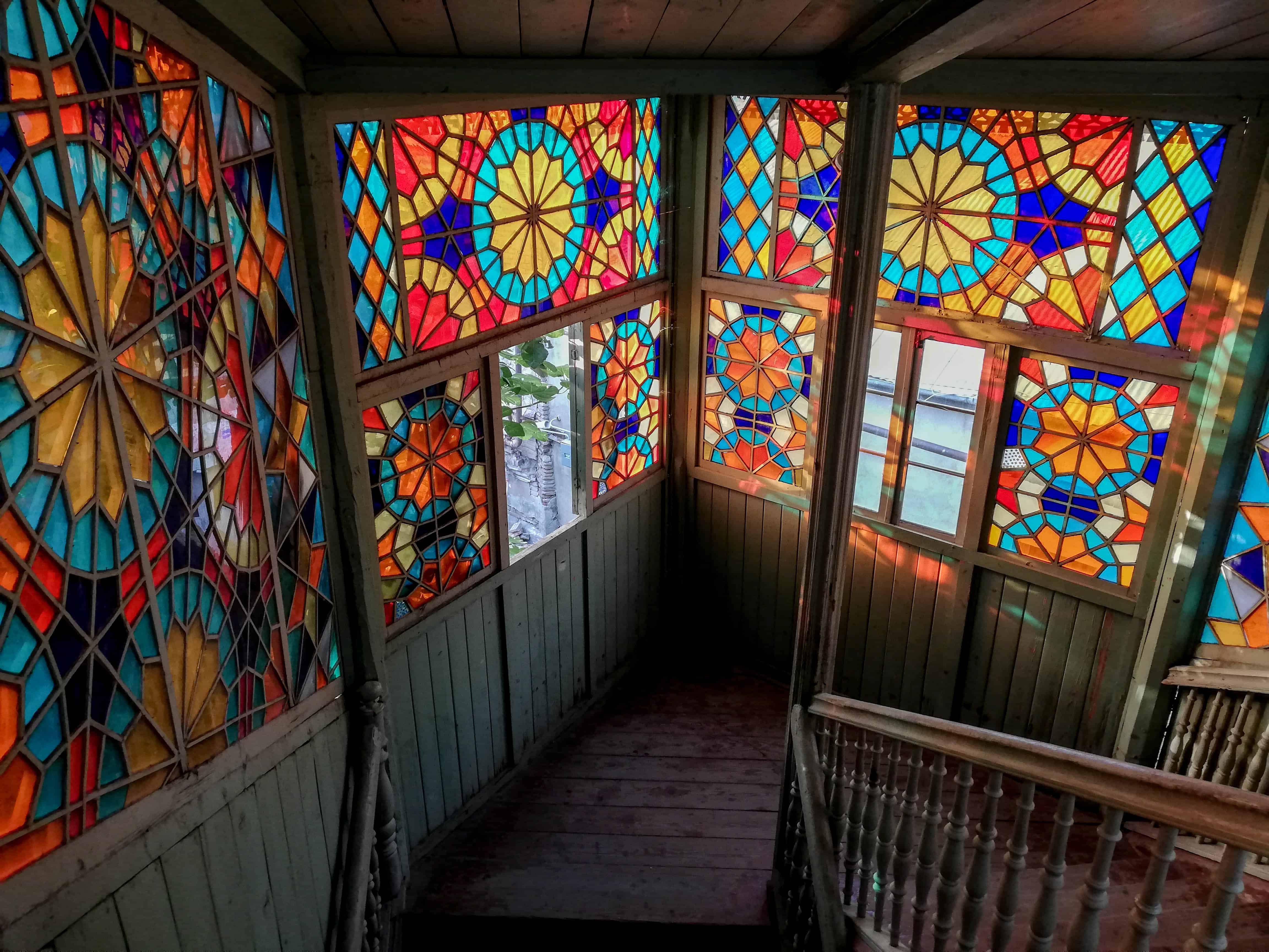Colorful glass windows in Tbilisi