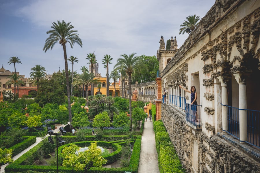 The gardens inside the Alcazar in Seville