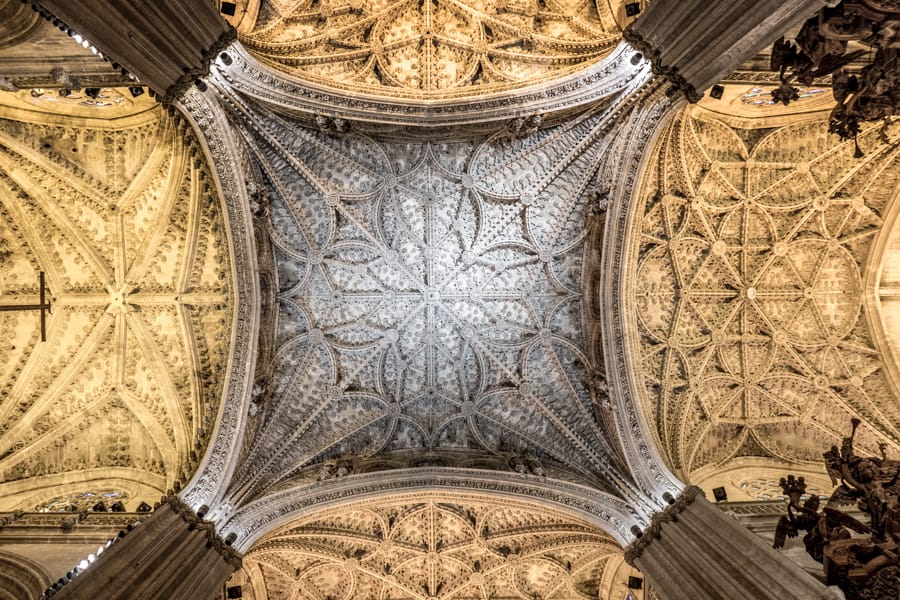 The vaulted ceiling of the Seville Cathedral