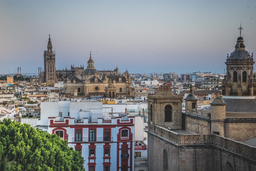 View towards the Seville Cathedral from the Metropol Parasol