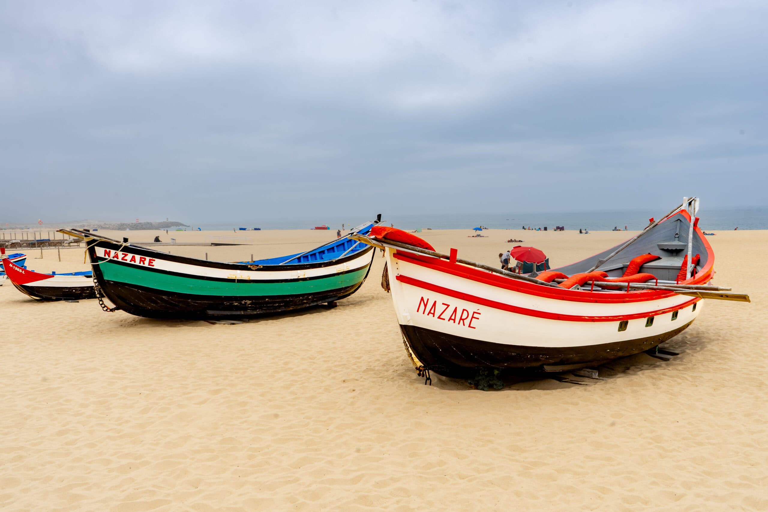 Traditional fishing boat on Nazare Beach