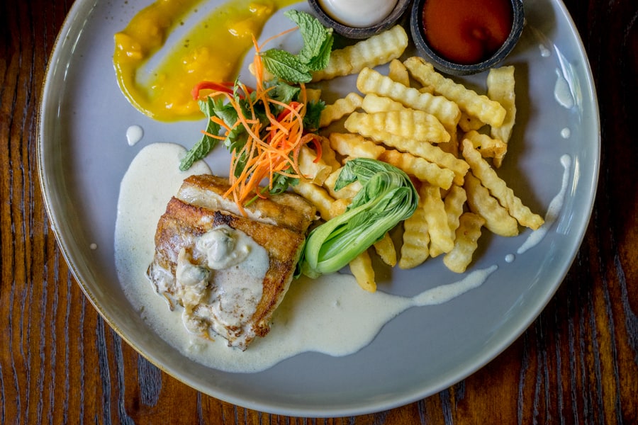 Fish and chips, Sugar Rock restaurant, Padang Padang beach, Bali