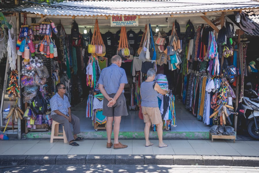 Shopping on Double 6 beach road in Seminyak