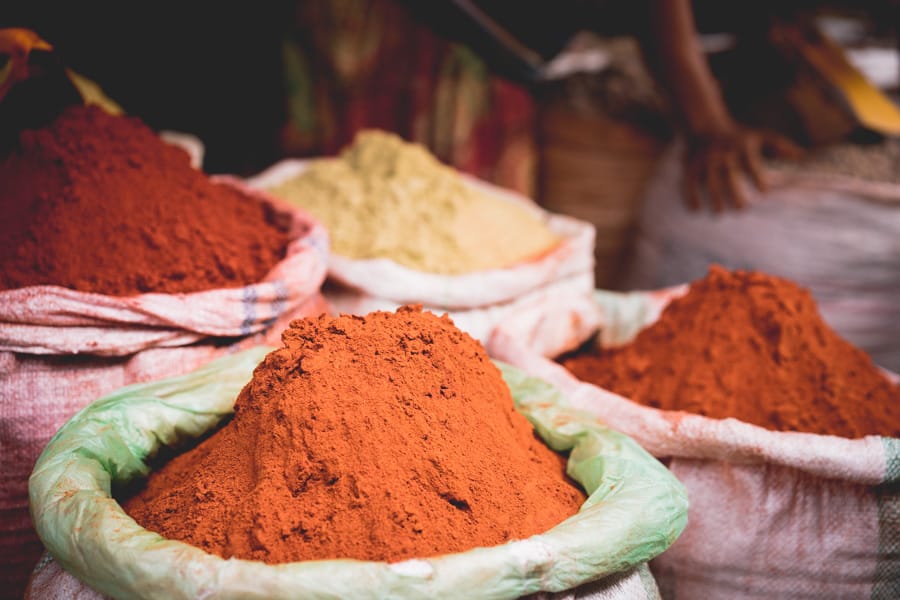 Spice for sale at the hristian market in Harar
