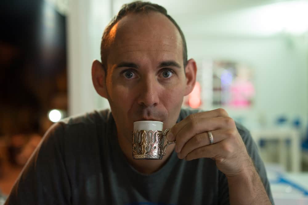 Drinking Turkish coffee 