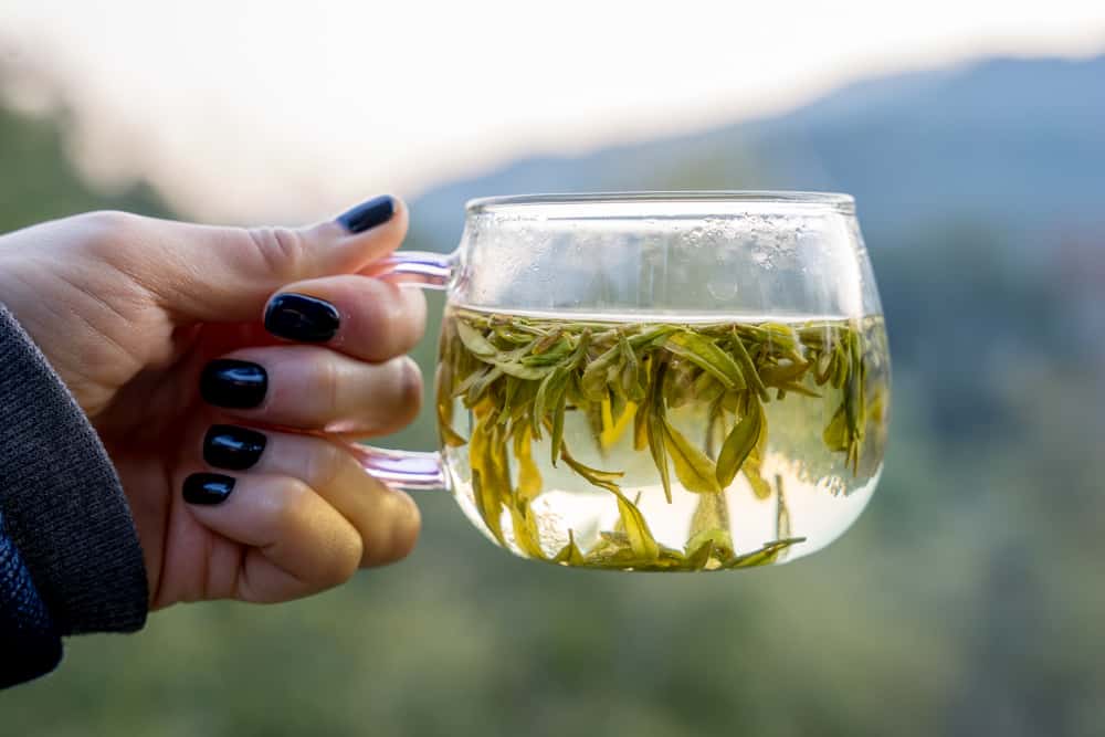 A cup of Longjing Green tea