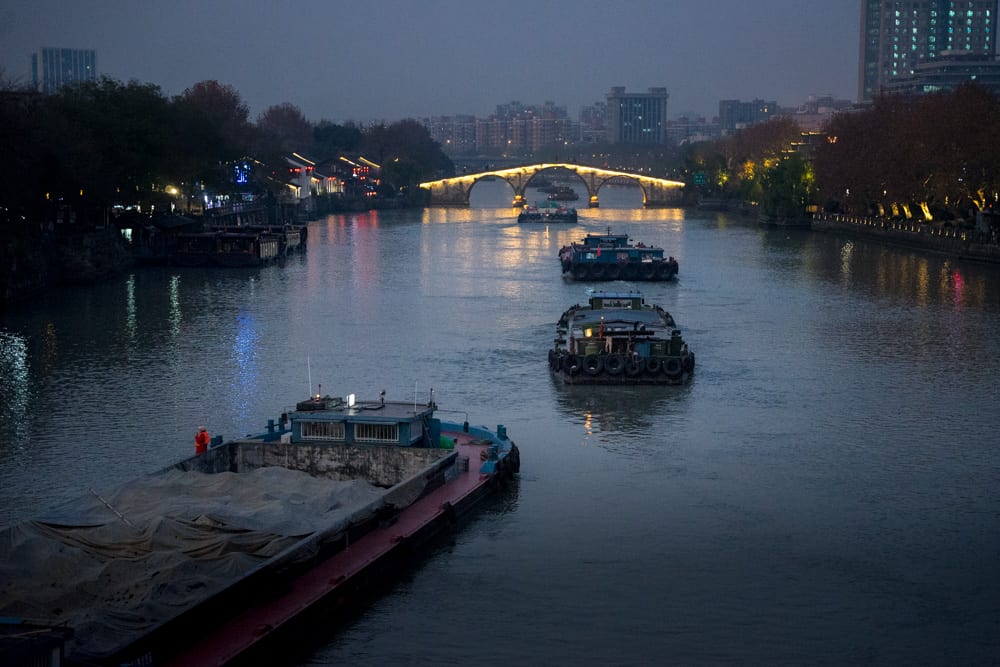 Barges on the Grand Canal in Hanzhou