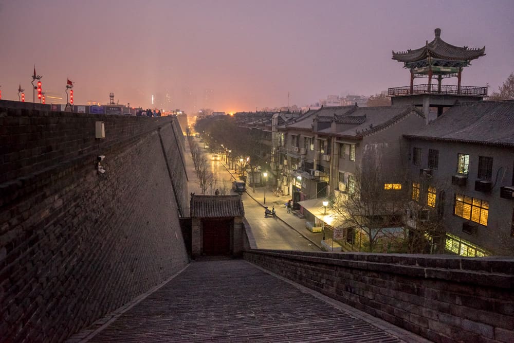 The Xi'an city wall at night