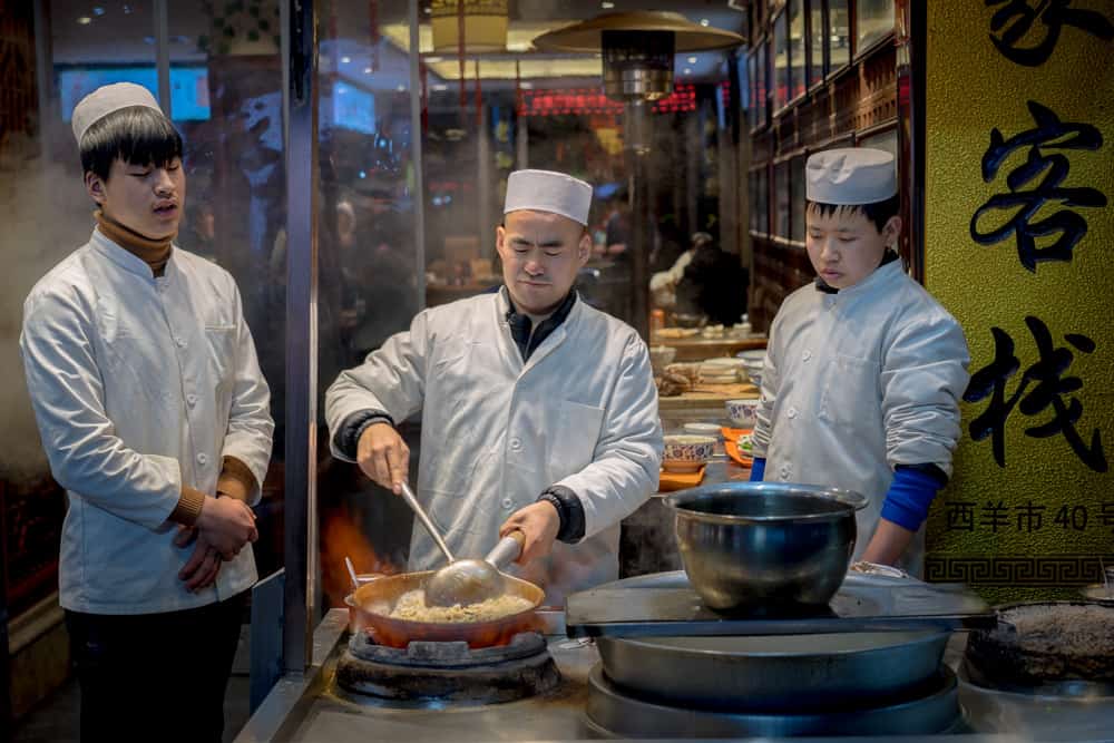 Cooking food on Muslim Street, Xi'an