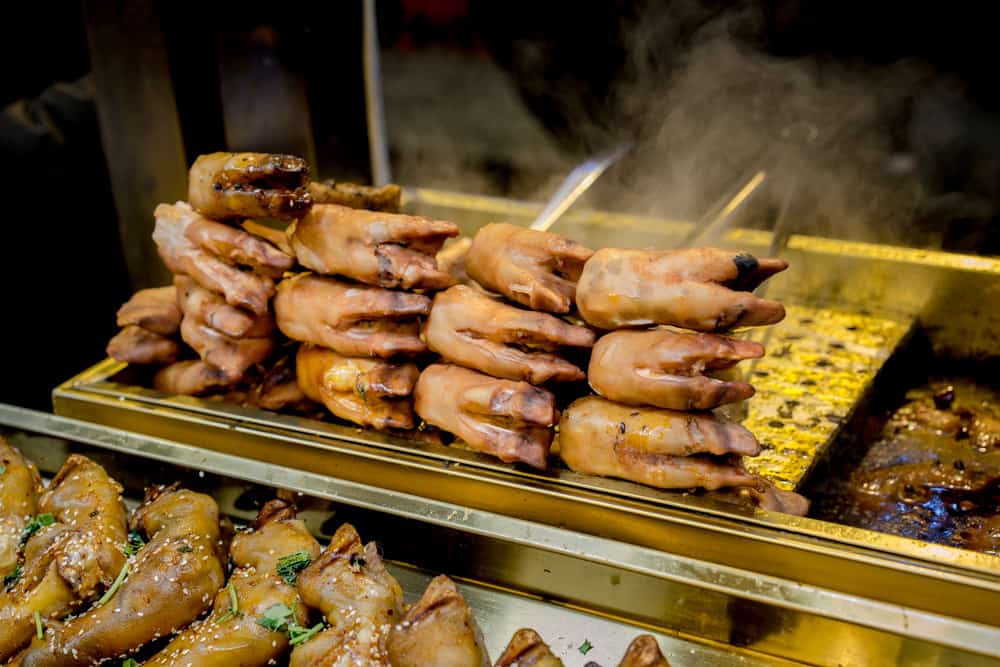 Sheep's hooves street food on Muslim street, China