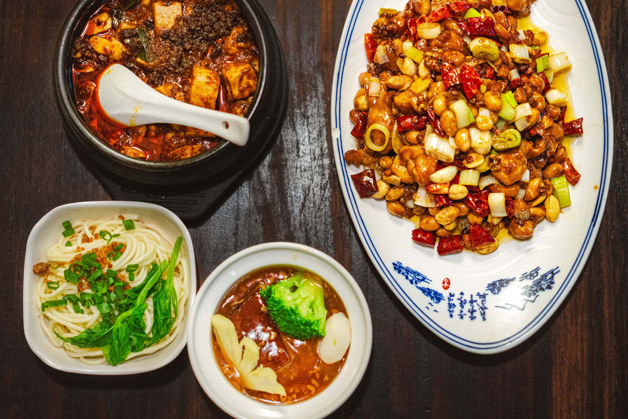 Chengdu food is very spicy. Here are some Mapo tofu, Kung Pao Chicken, and dan dan noodles that. wehad on our Chengdu trip