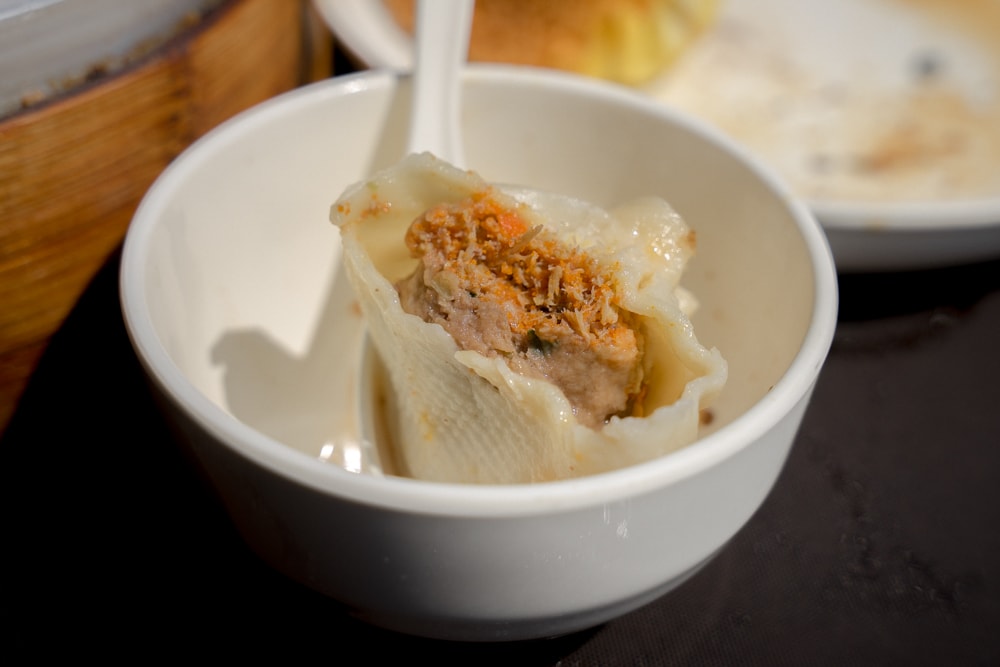 Duck and crab roe dumplings