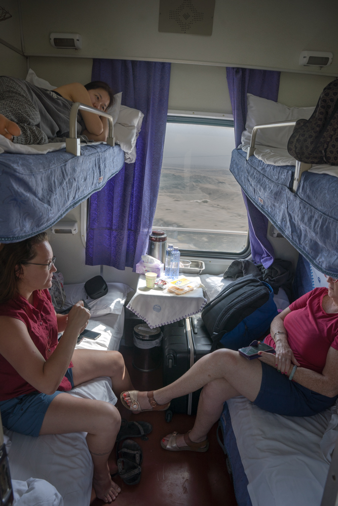 Travelling by train in train in Xinjiang province, China
