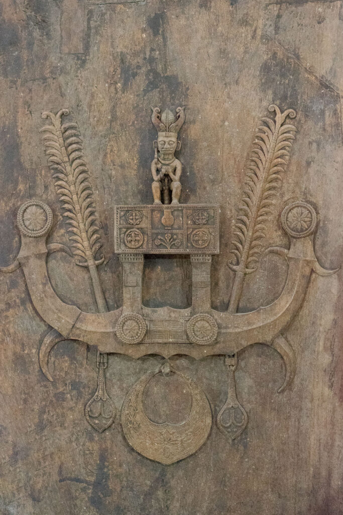 Carved tribal art at the Nias Heritage Museum in  Gunungsitoli on Nias island, Sumatra