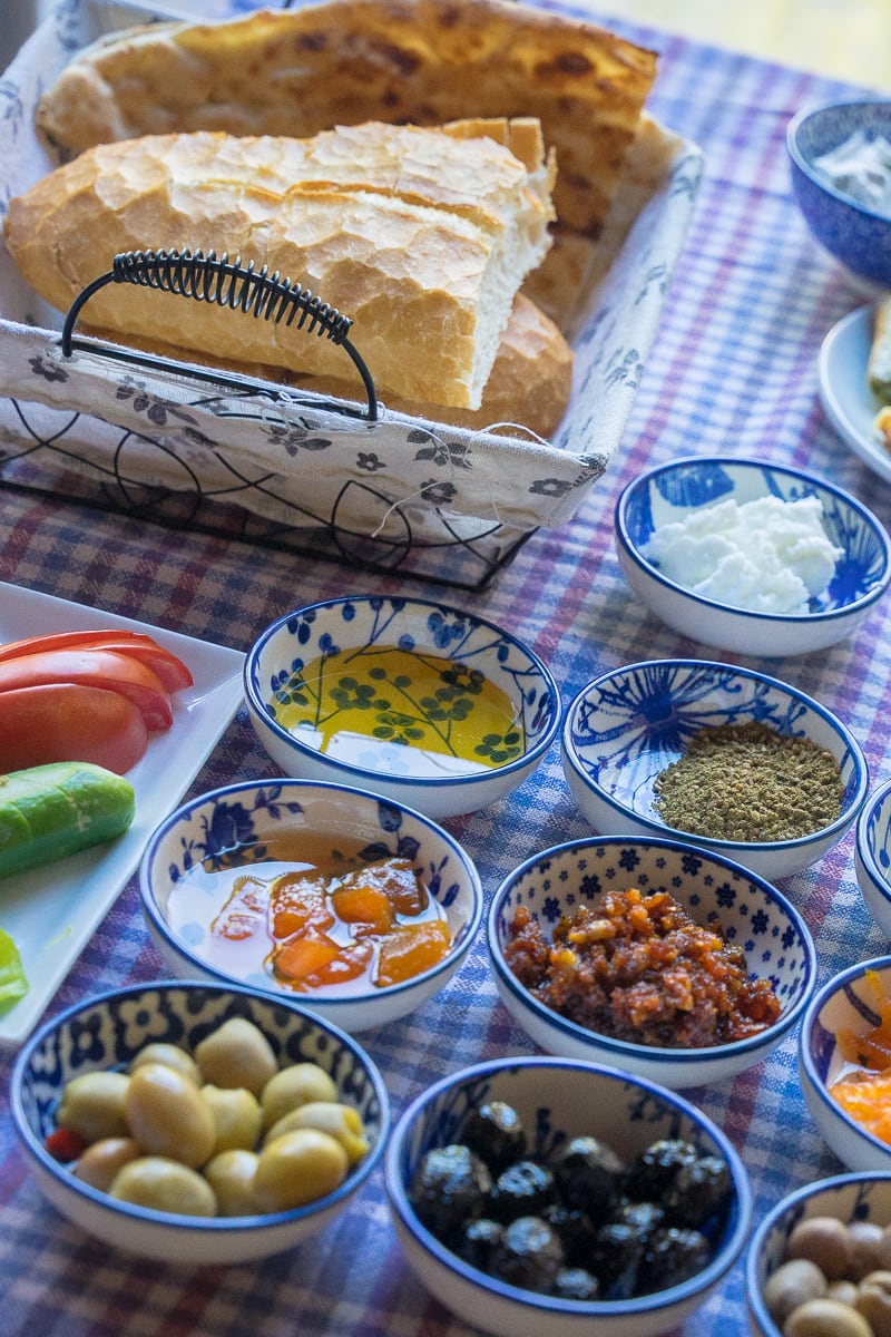 Turkish breakfast at Ali Bey Konagi, a traditional Turkish mansion turned into a hotel