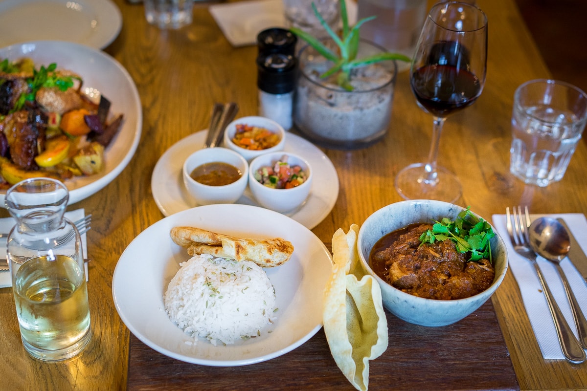 A dish of Karoo Lamb curry at Jonkershuis Restaurant at Groot Constantia in Cape Town