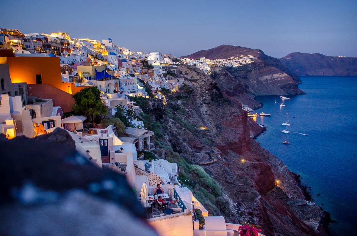 Night view of Oia, Santorini