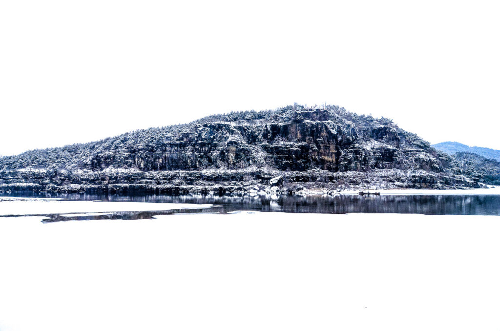 The Nakdong River seen in winter from Andong Hahoe Folk Village