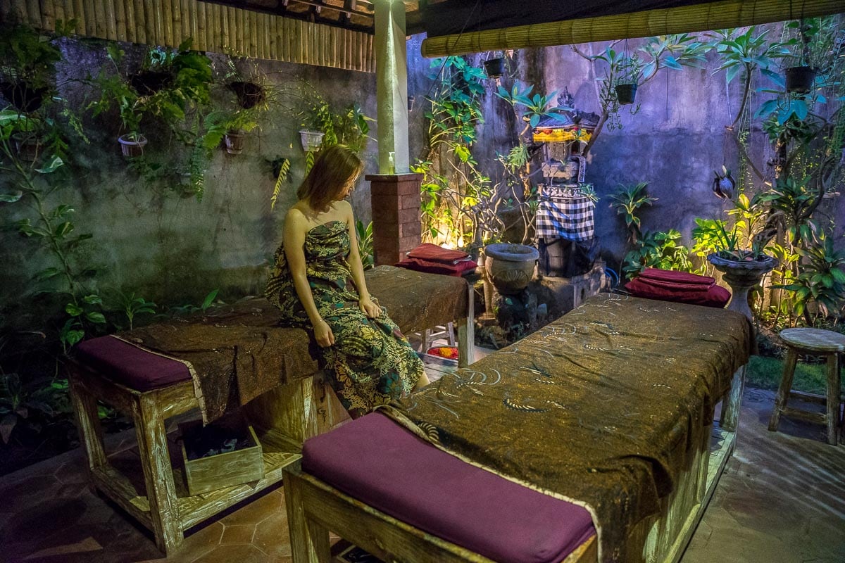 Jin after getting her Balinese massage in Amed