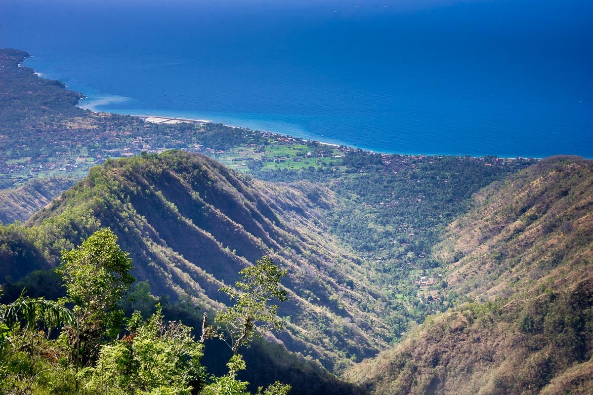 The view over the mountains and sea from Lahangan Sweet in Eastern Bali