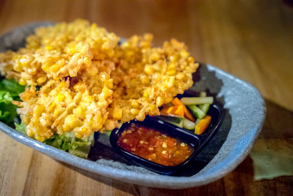 Corn fritters at Warung Agung in Amed, Bali