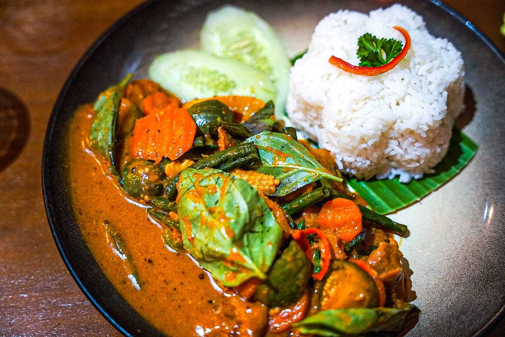 Pork panang curry at Natnat Thai restaurant in Amed, Bali