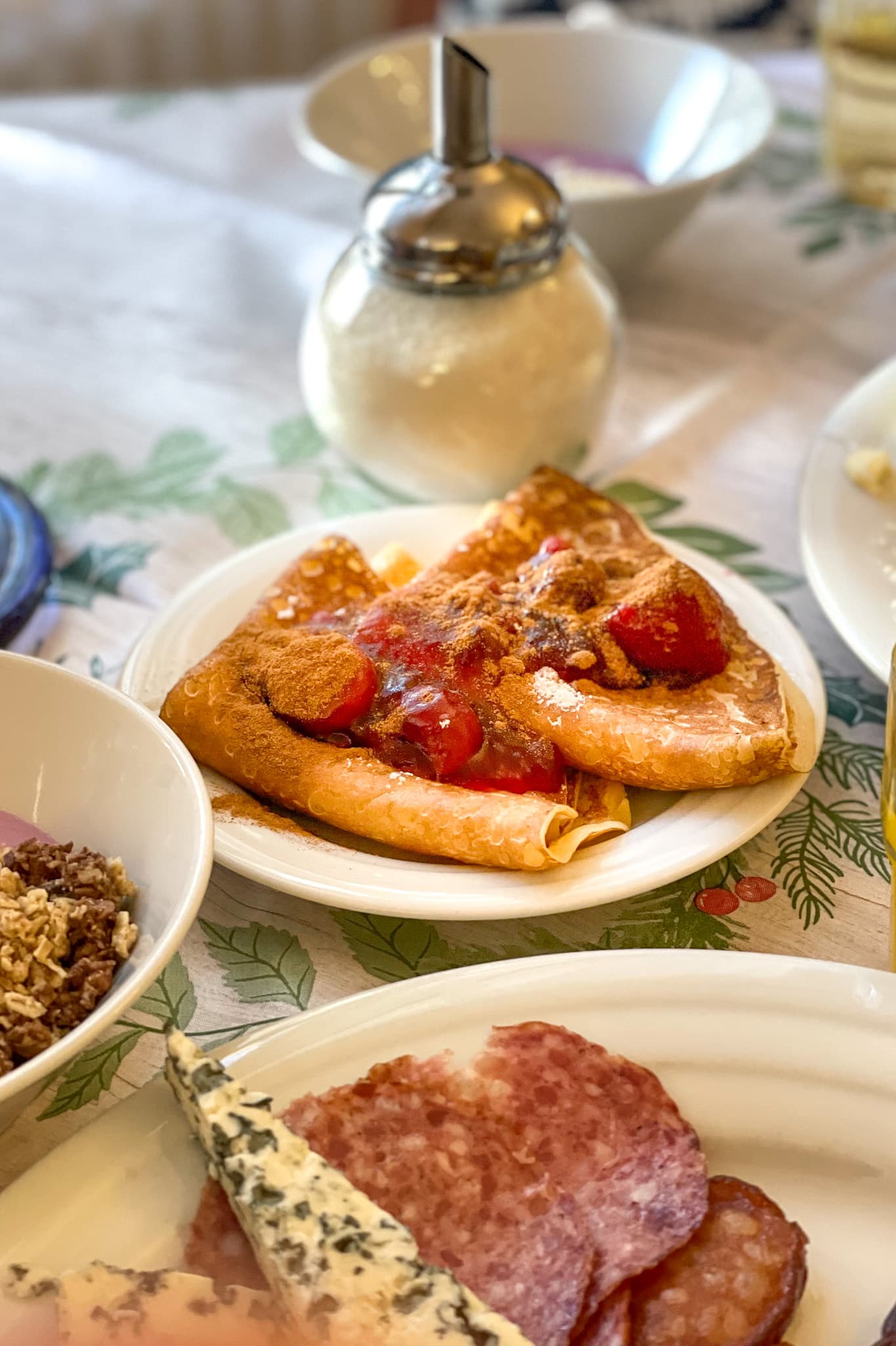 A close up of my pancakes and berries I had for breakfast 