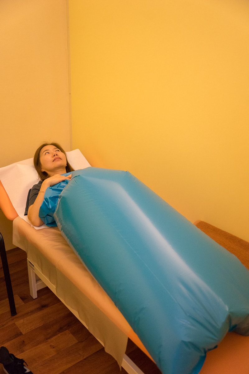 Here she is laying on her back inside the inflated CO2 bag. She looks slightly concerned
