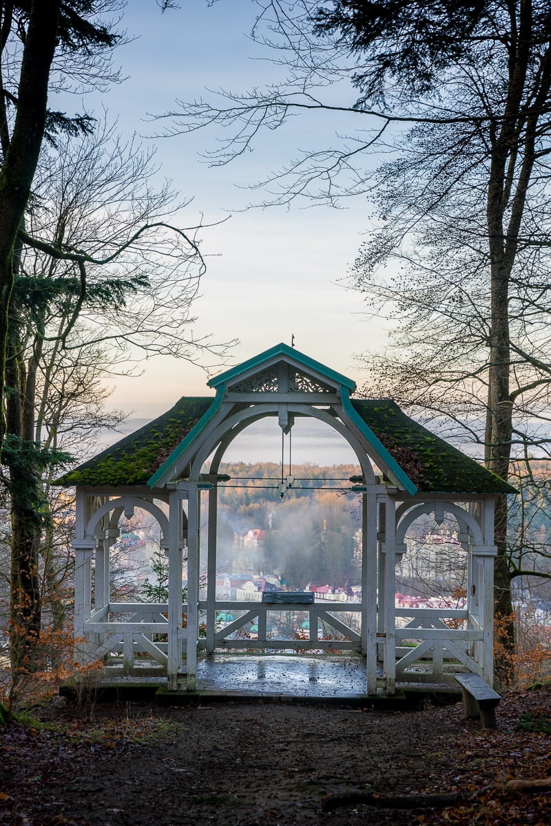 A lookout point in the woods seen when hiking in Marienbad
