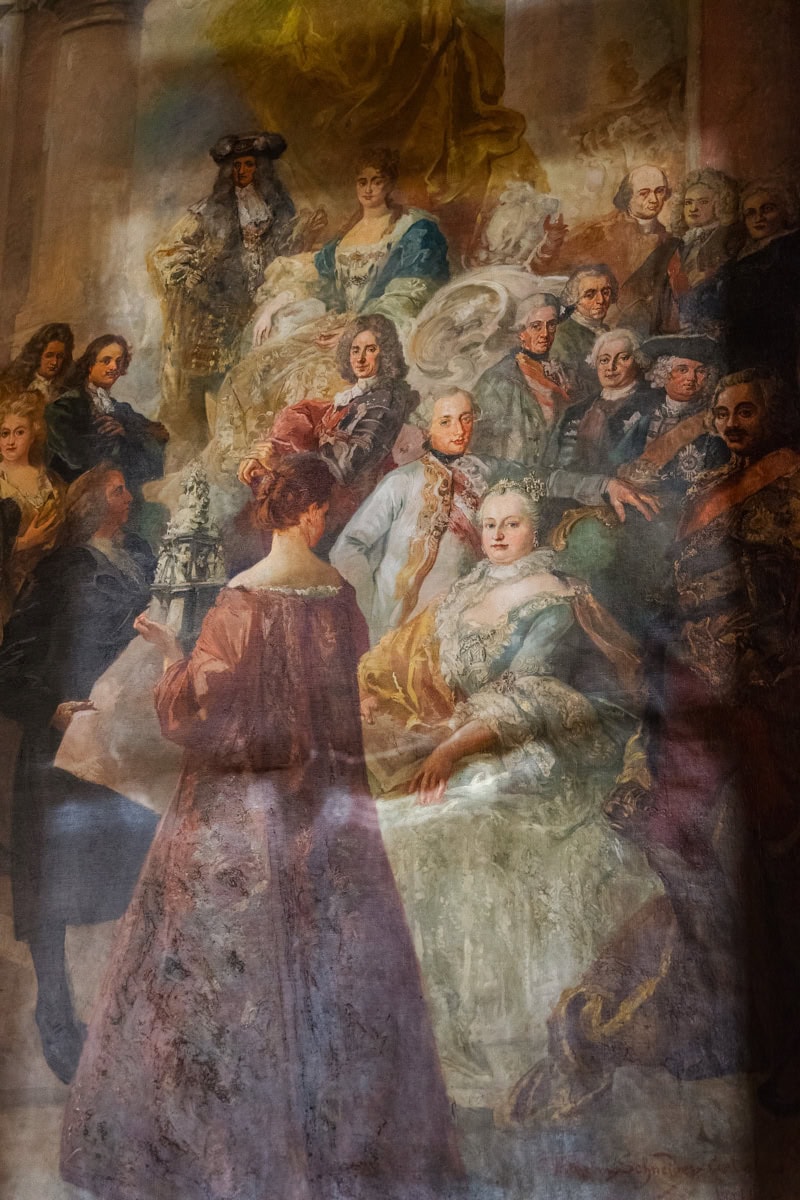 A painting of famous people in the Imperial Spa in Karlsbad