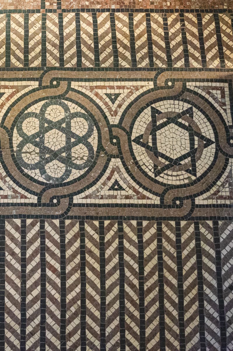 A detail of the mosaic floor of the Ceremonial Hall in Prague