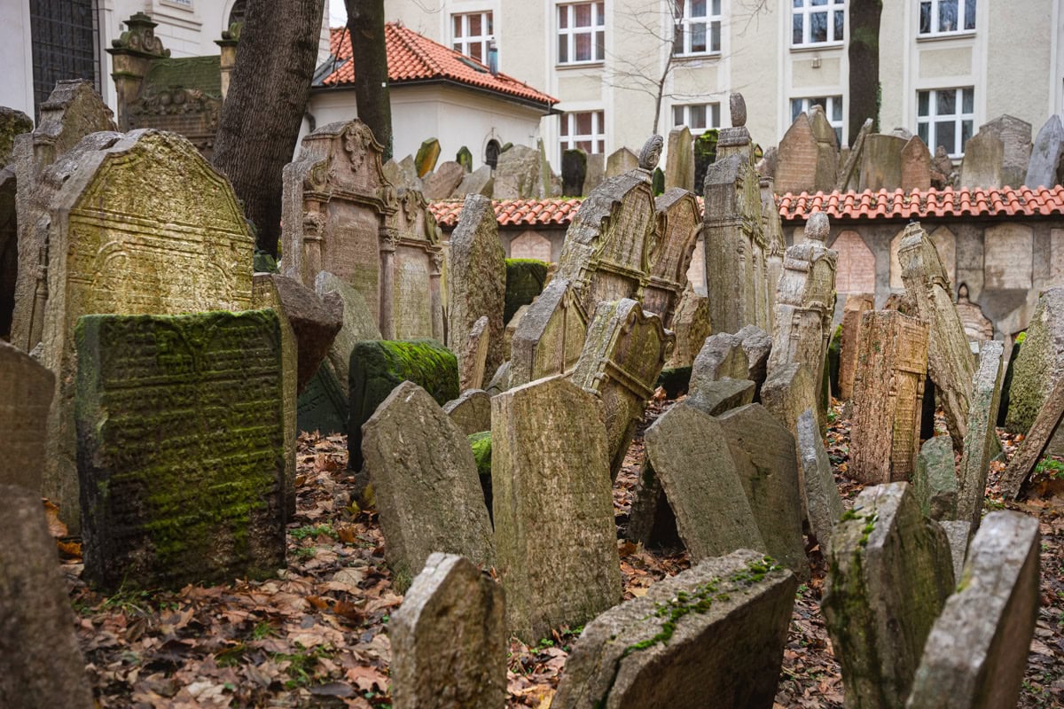 A photo of the Old Jewish Cemetery in Josefov, Prague