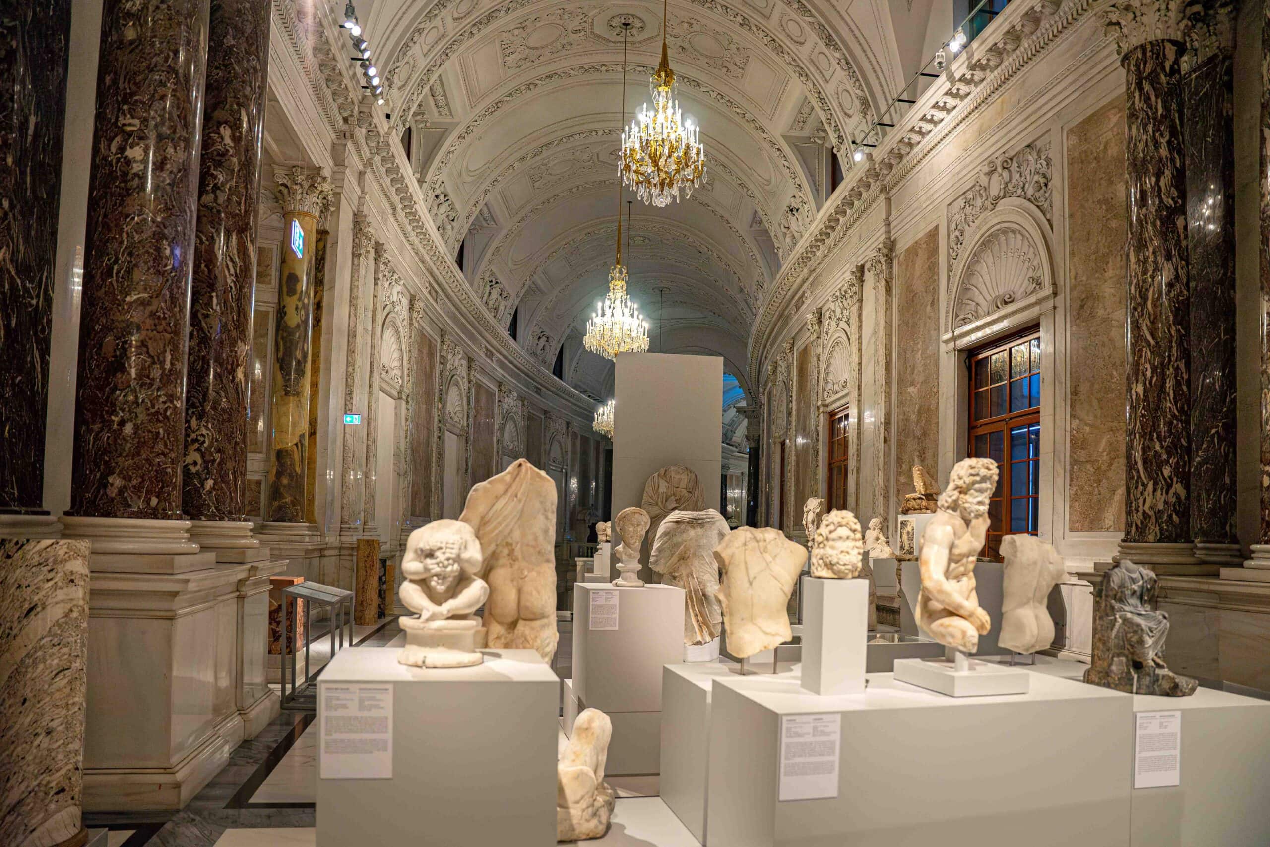 Greco Roman marbles inside the Hofburg Palace in Vienna