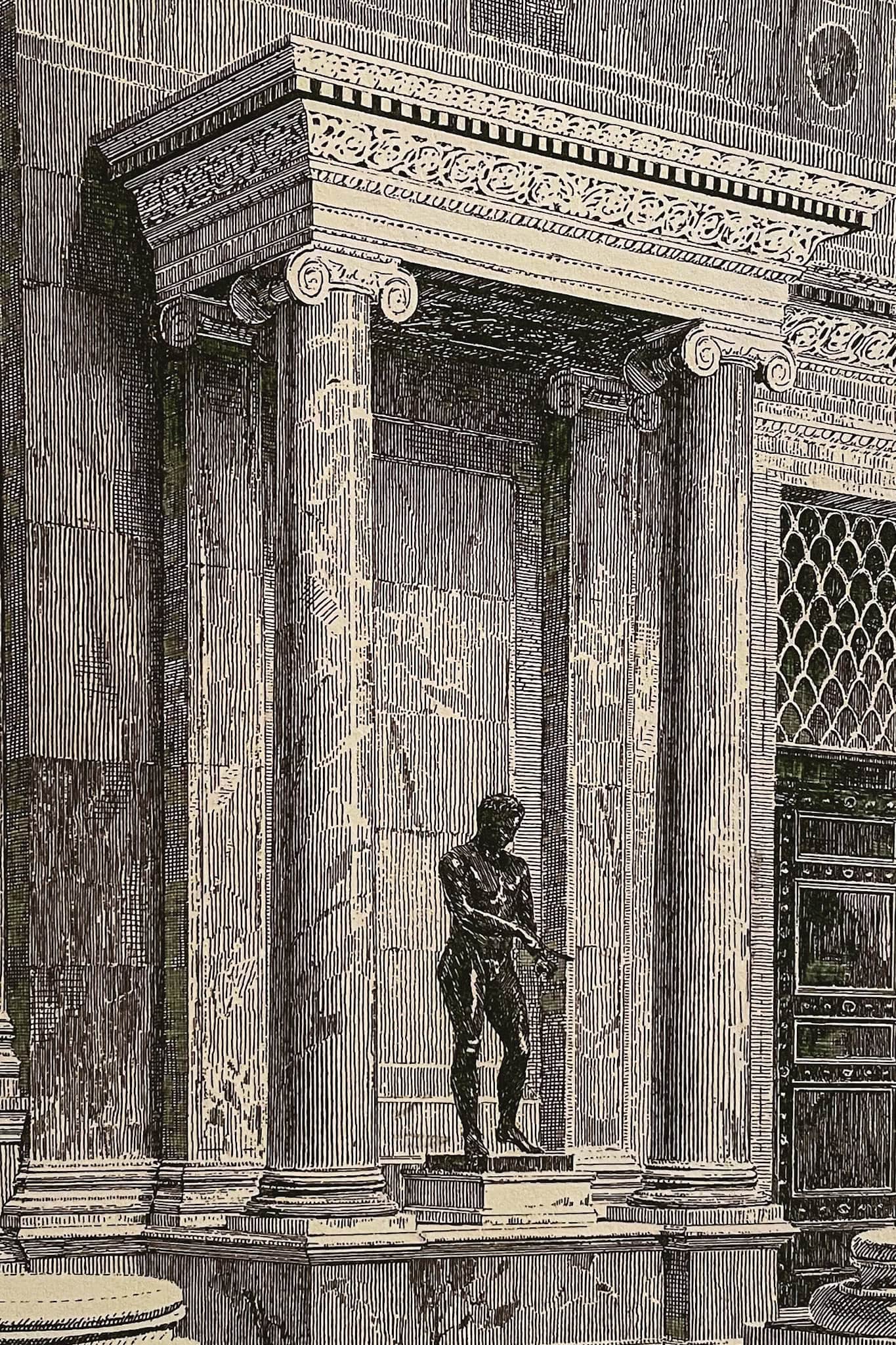 A diagram showing where the The bronze Statue of an Athlete might have been standing in Ephesus Turkey.