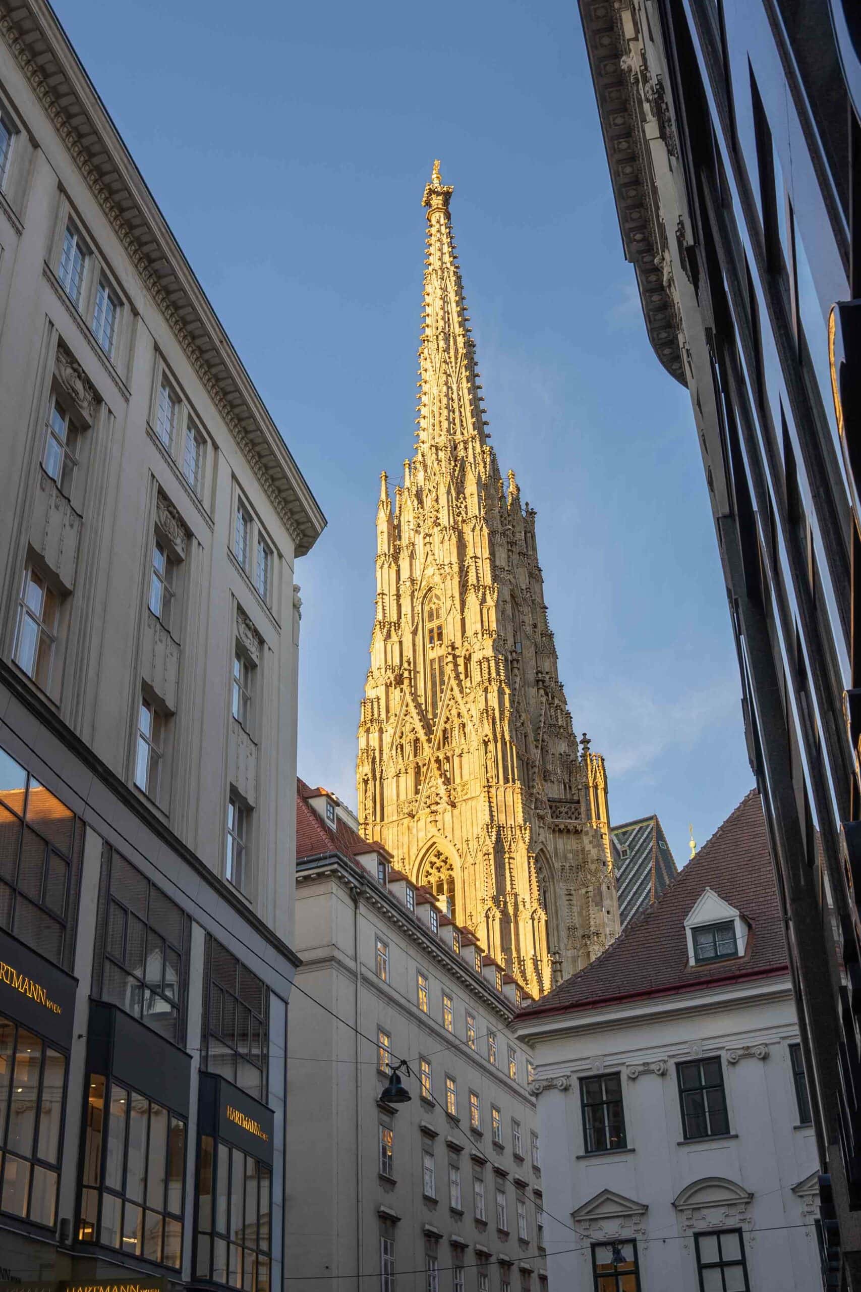 The spire of Stepansdom in the afternoon sun