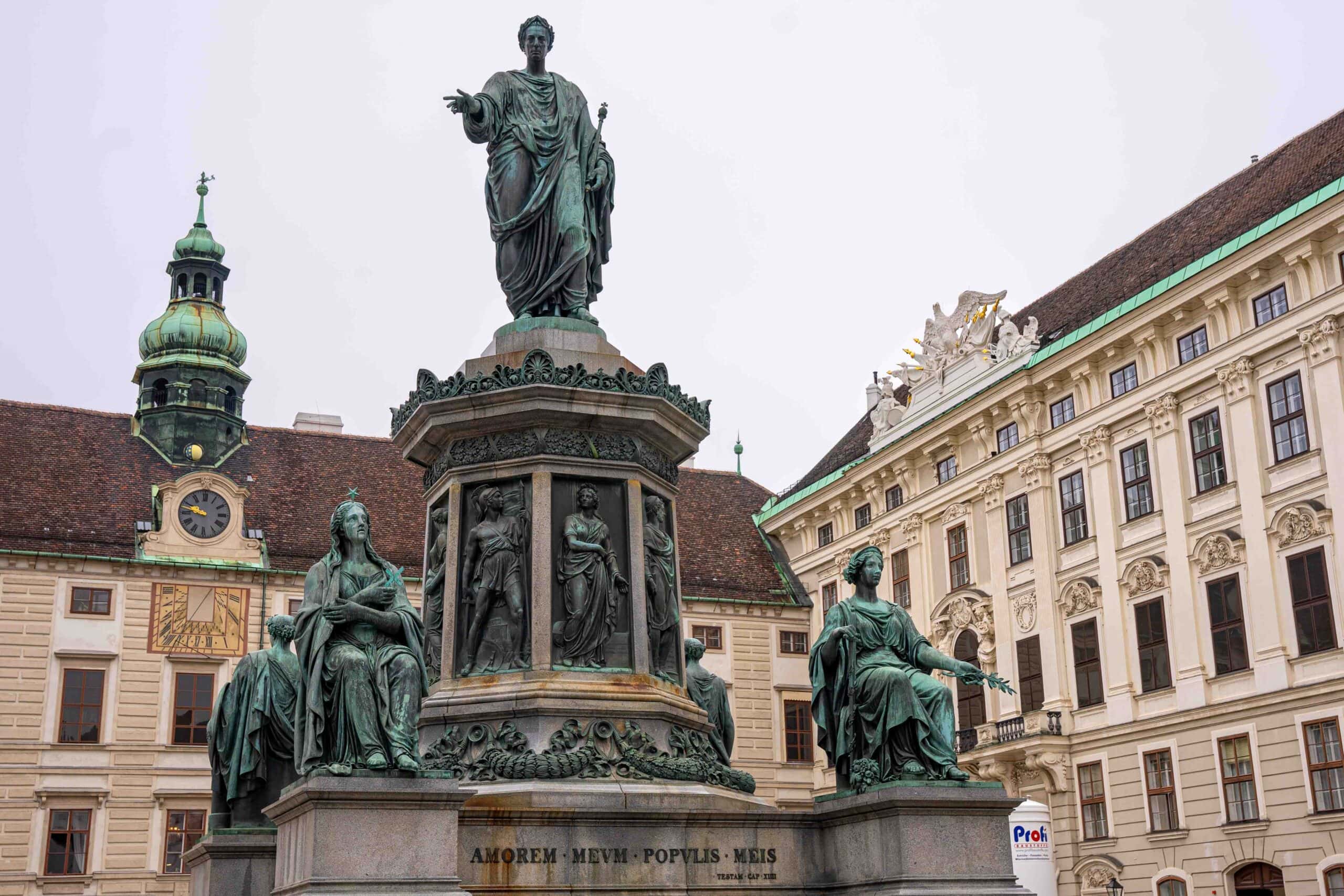 Vienna in December 4 day itinerary: Patina statues inside the Innerer Burghof
