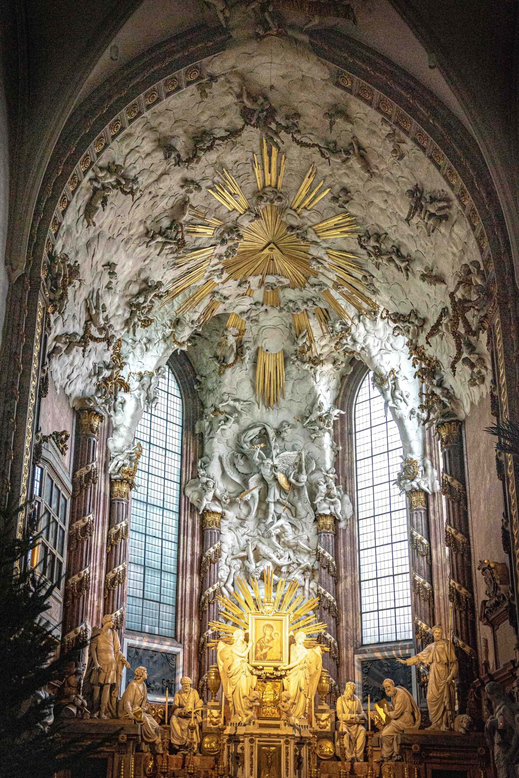 Elaborate altar inside the Pfarre St. Michael (St Michael's Church) in Vienna