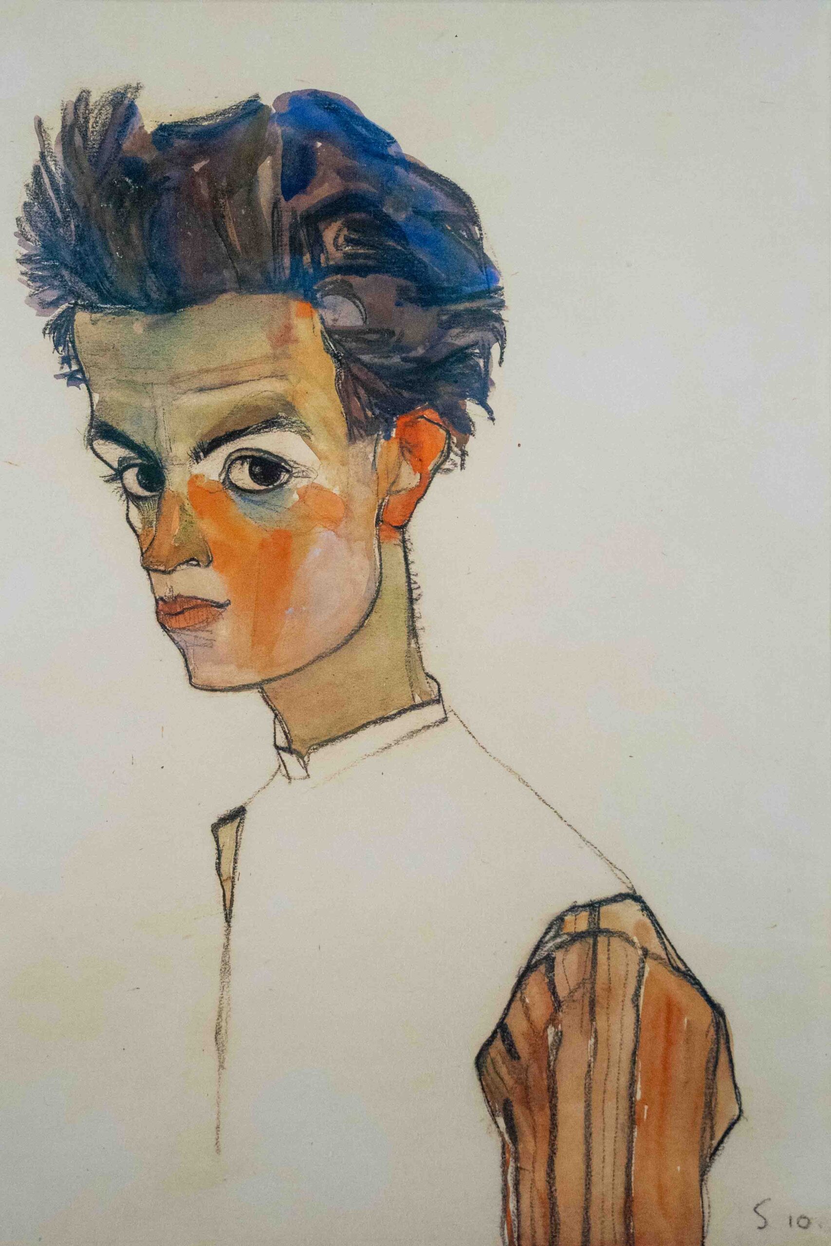 Egon Schiele self portrait in the Leopold Museum, Vienna